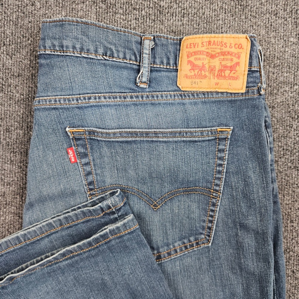 Levis 541 Jeans Men's 42x36 Athletic Taper Dark Wash Stretch Denim Casual Blue